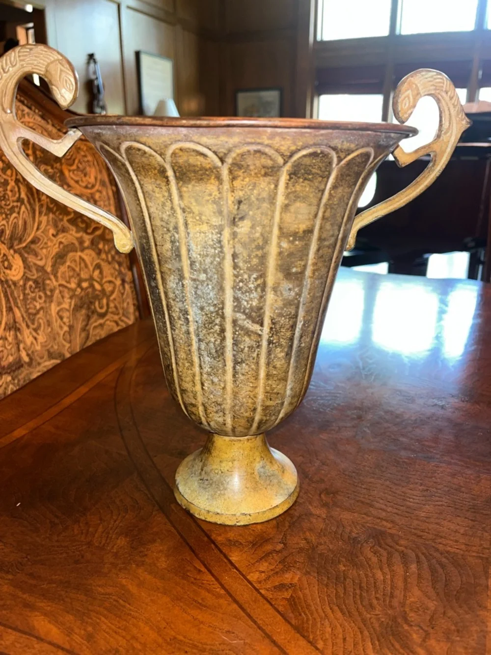 Vintage Two-Handled Trophy Vase in Aged Gold - Picture 3 of 9